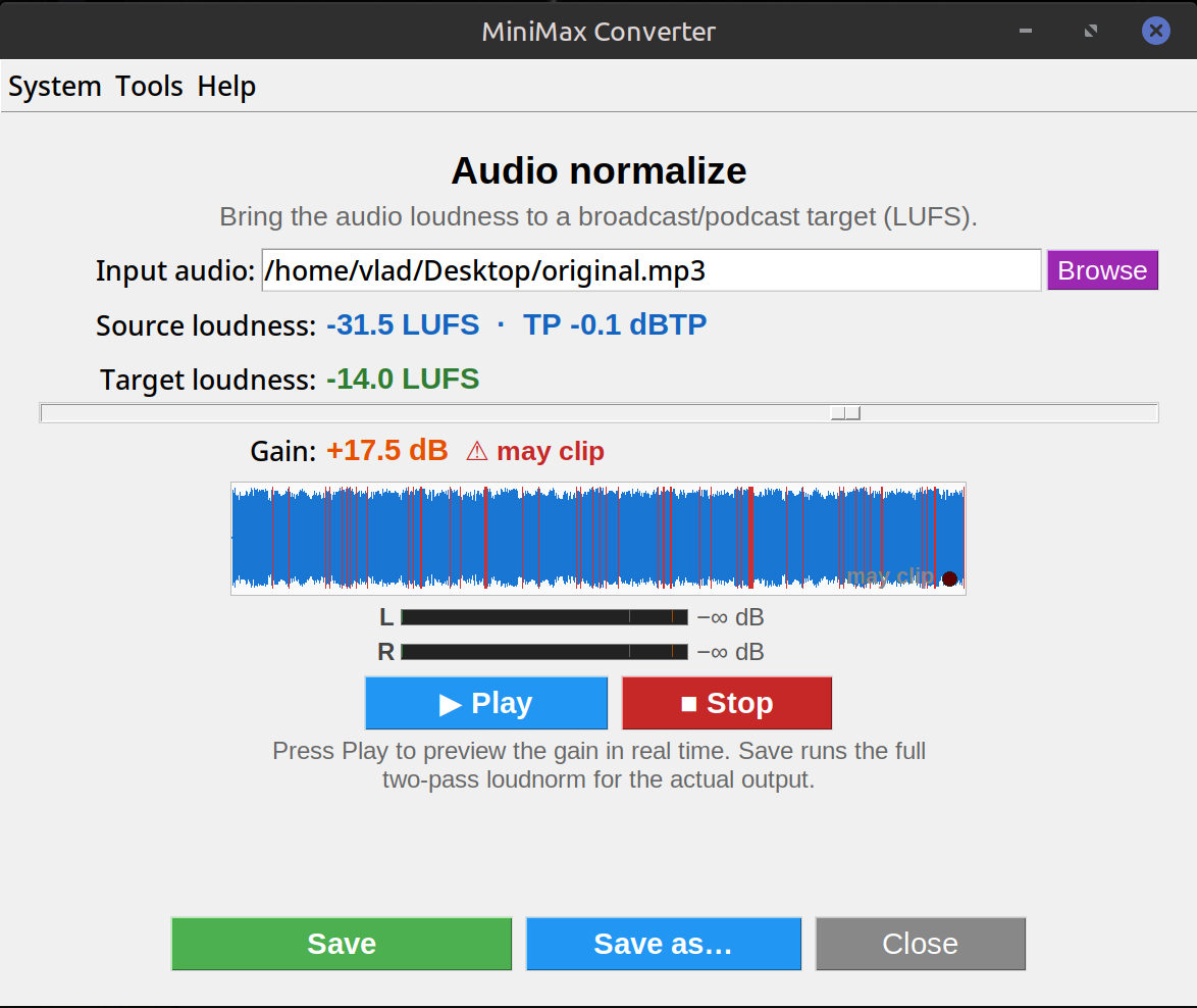 Batch Audio Normalize — EBU R128 — screenshot