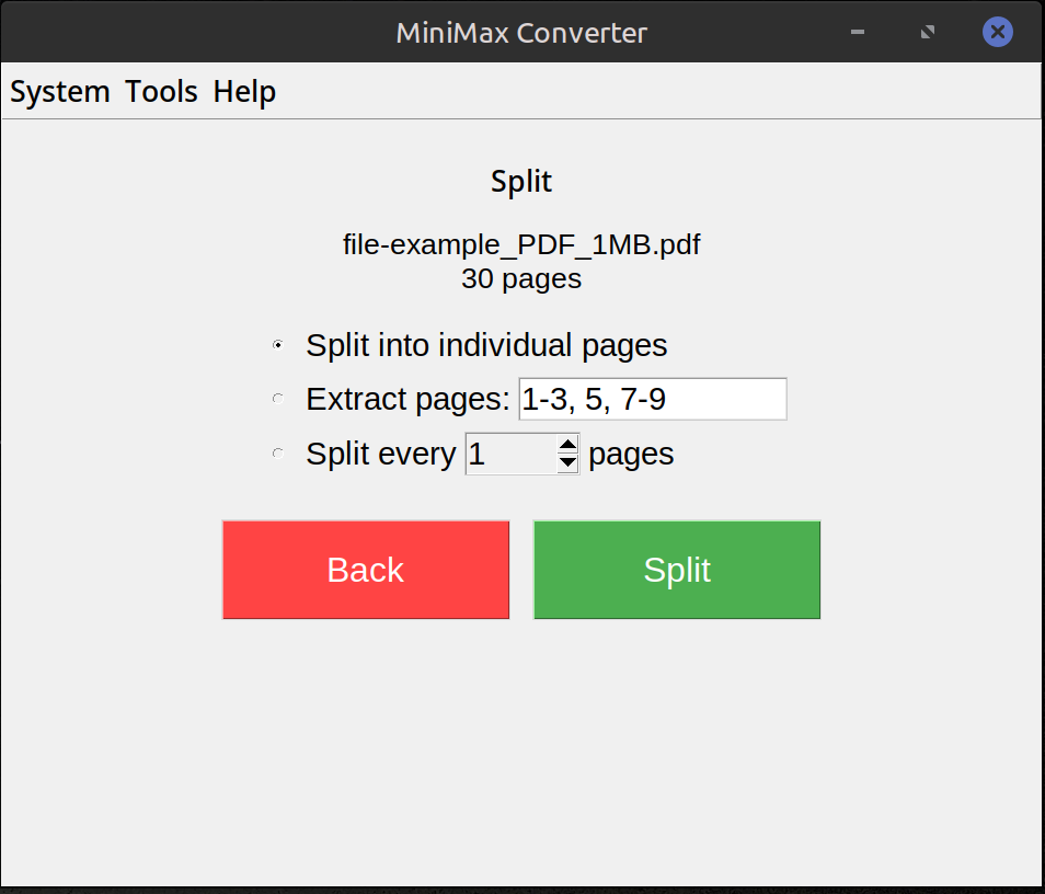 Extract, Split, and Merge PDF Pages — Offline screenshot