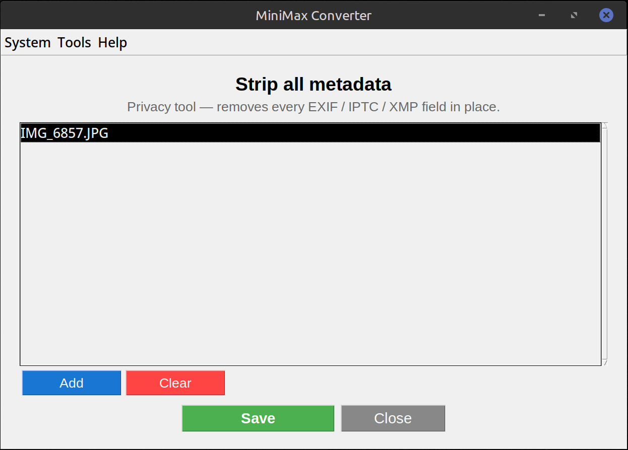 Strip Image Metadata (EXIF, GPS, IPTC, XMP) screenshot