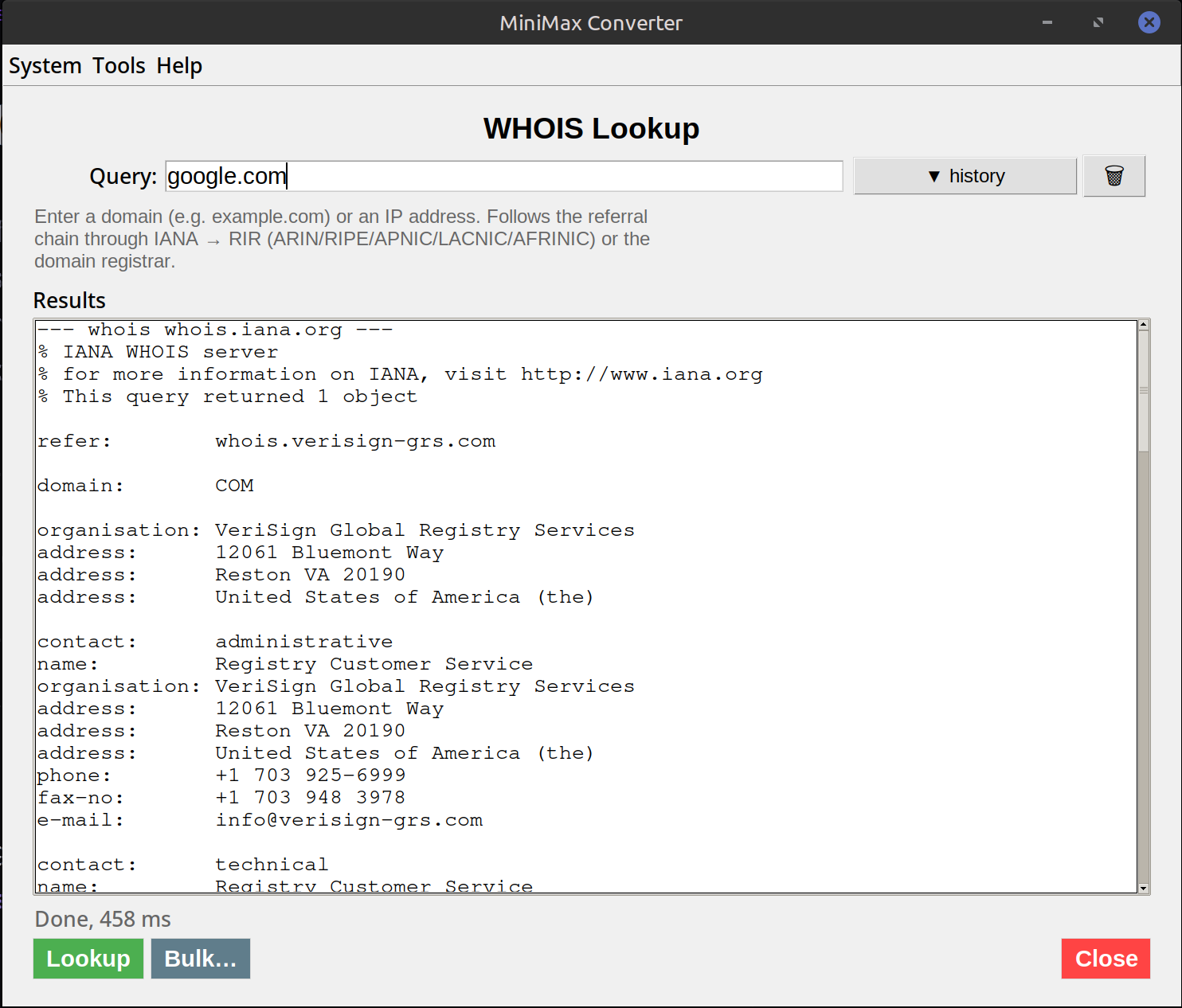 WHOIS Domain Lookup — screenshot